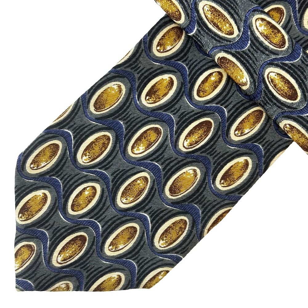 ERMENEGILDO ZEGNA Men's Luxury Neck Tie - 100%‎ Silk - blue, brown, beige